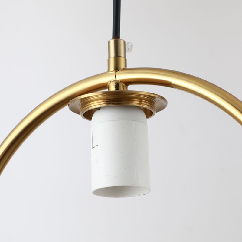 Nordic Minimalism Golden Ring Hanging Light with White Glass Ball Shade Mini Pendant Fixtures for Bedside