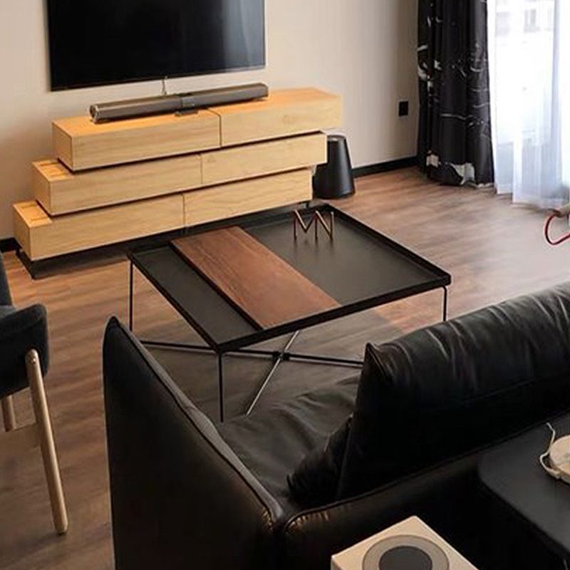 Modern Style Cross Table Base Wrought Iron Black Square & Rectangular Coffee Table