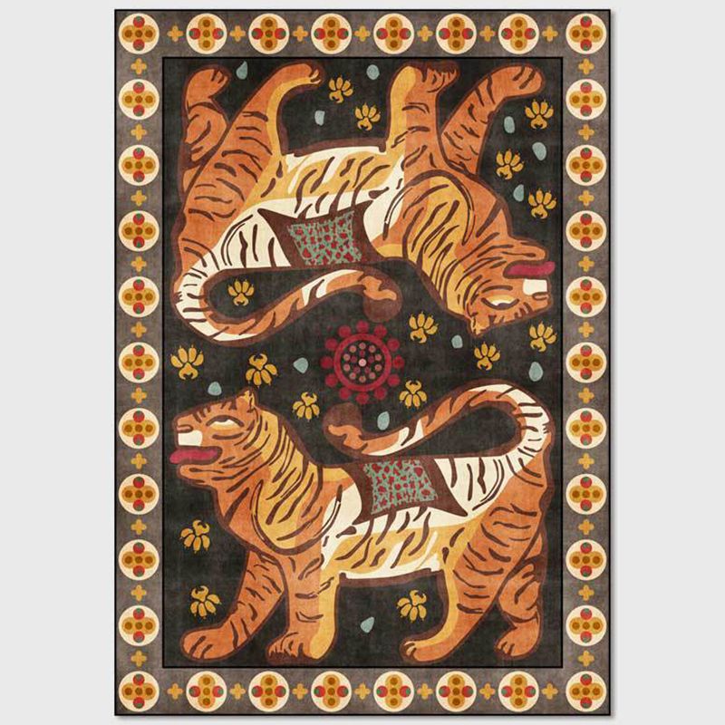 Distinctive Tiger Pattern Rug Trendy Modern Carpet Polyester Friendly Washable Rug for Home Decor