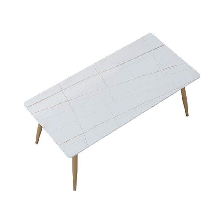 Stone Top Gold Base Dinner Room Kitchen Table Traditional Luxury Rectangle Dining Table