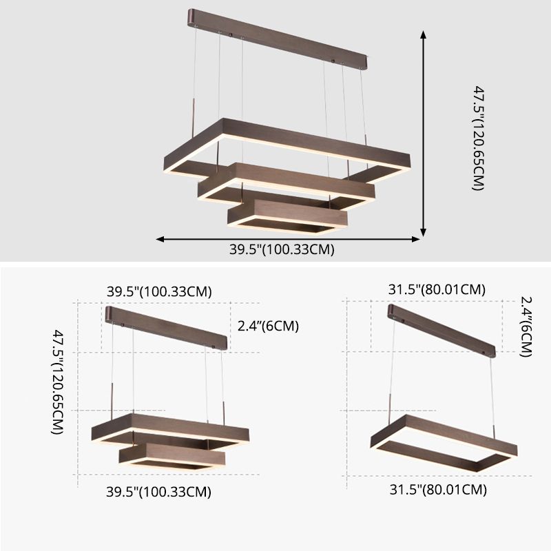Luces colgantes de metal modernos de iluminación colgante cuadrado