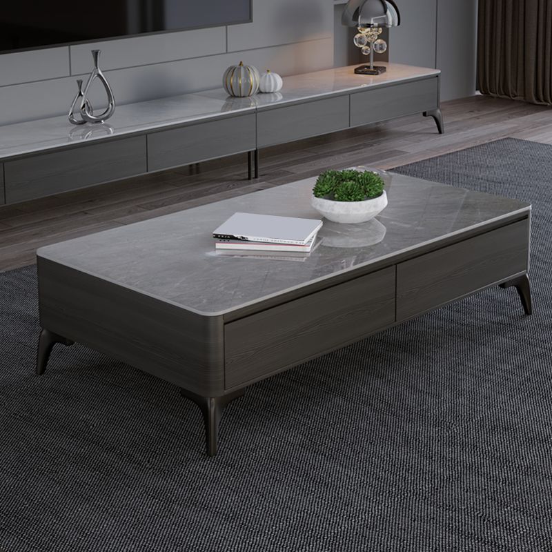 16"H Contemporary Cocktail Table Storage Rectangle Coffee Table