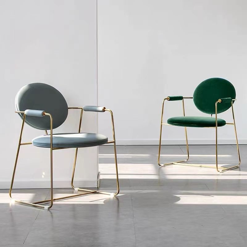 Gold Legs Dining Arm Chair Glam Dining Room Upholstered Chair