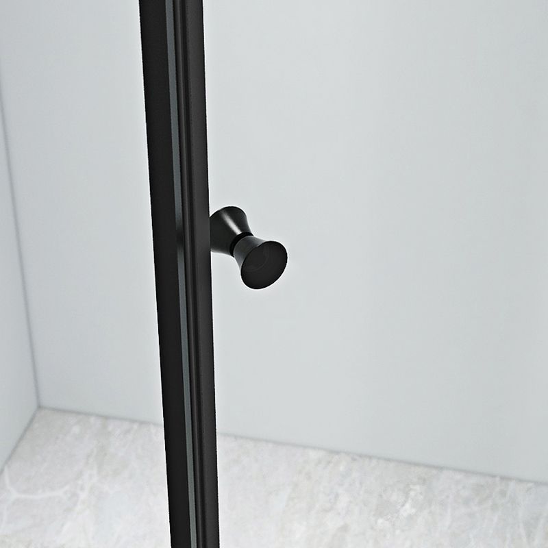 Black Framed Shower Enclosure Corner Single Sliding Shower Stall With Door Handles