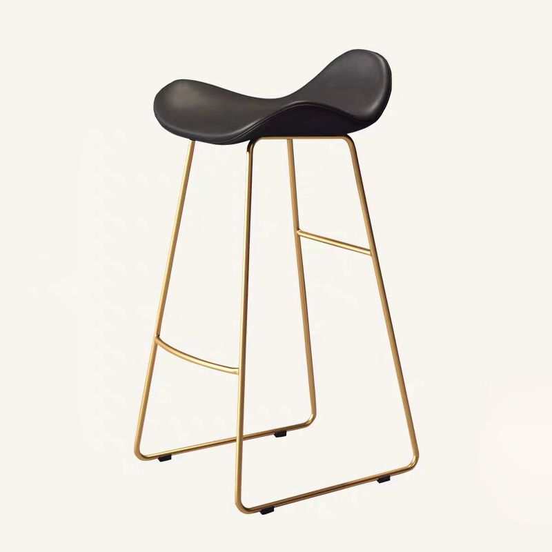 Glam Leather Bar Stools Patio Bar Stool with Iron Legs and Low Back