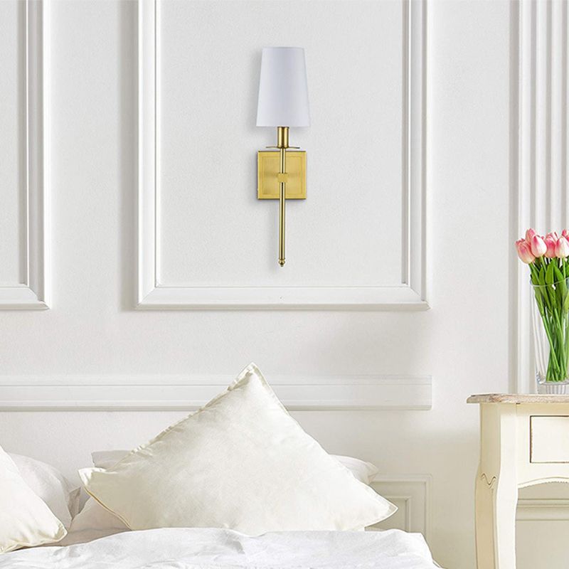 Contemporary Single Polished Bathroom Vanity Light Fabric Shaded Bath Bar