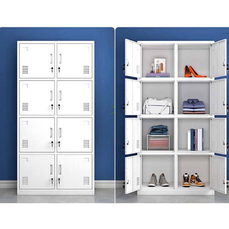 White Metal Wardrobe Armoire Contemporary Hinged Wardrobe Cabinet