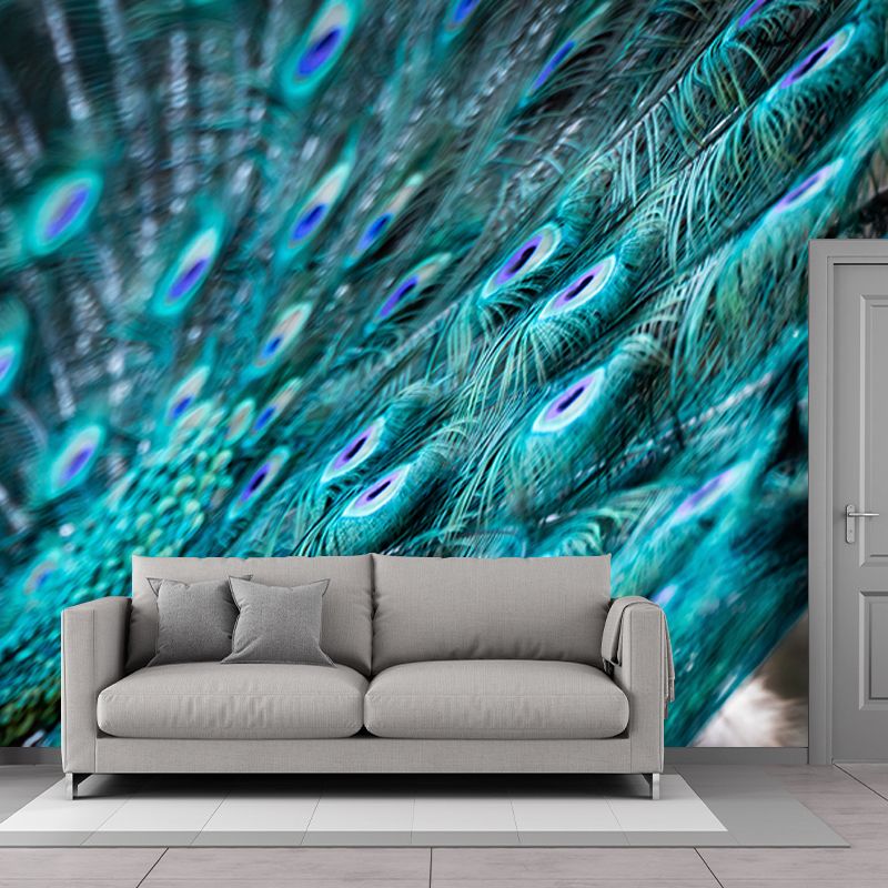 Tropical Peacock Feather Wall Covering Murals Sitting Room Wall Decor, Waterproofing