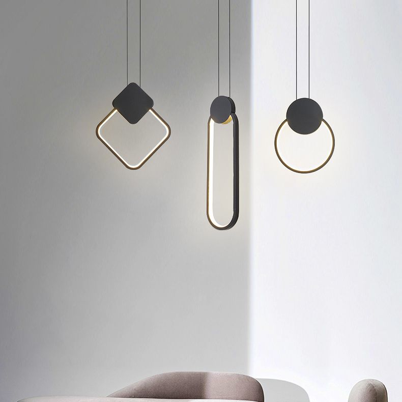 Metaal geometrisch plafond hanglamp moderne stijl led zwarte suspensie hanger licht