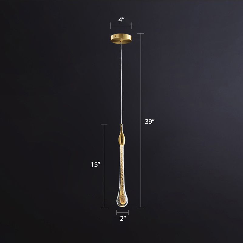 Stylish Modern Droplet Ceiling Hang Light Crystal Living Room LED Pendant Light in Gold