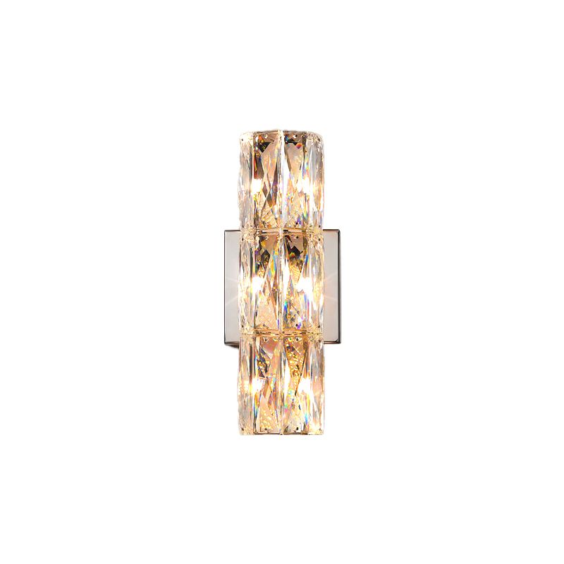 Light Luxury Metal Wall Light Rectangle Shape Wall Lamp with Crystal Shade for Bedroom