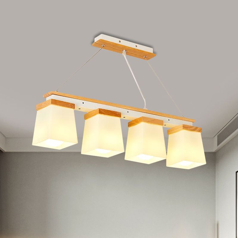 Candelier de sombra cuadrada Candelier de madera 3/4 luces Nordic Island Lighting in White