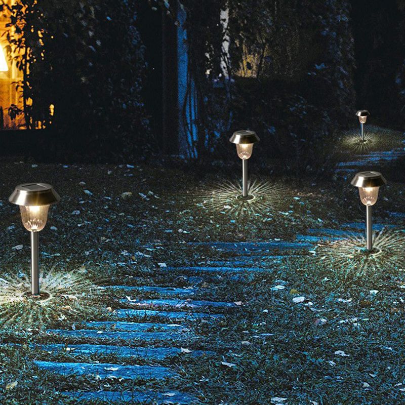 Silver Bell LED Ground Light Minimalism Plastic Solar Stake Lighting for Courtyard