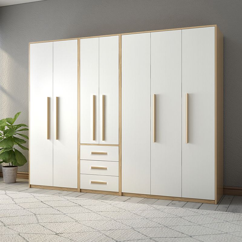 Contemporary White Storage Cabinet for Bedroom Manufactured Wood Hinged Door Cabinet