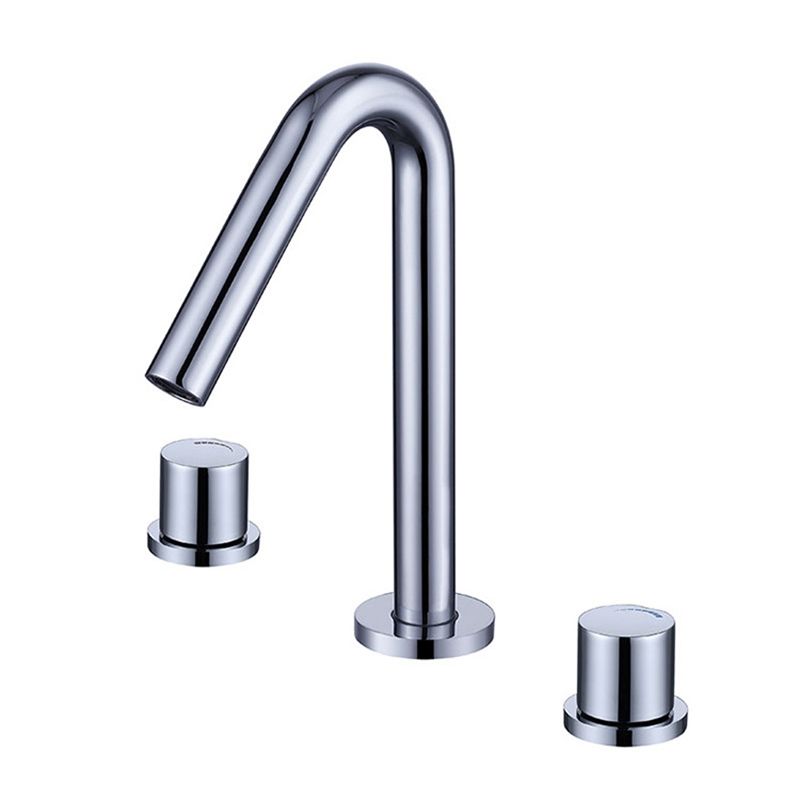 Circular 2-Handle Bathroom Faucet with Copper 3-Hole Widespread Bathroom Sink Faucet