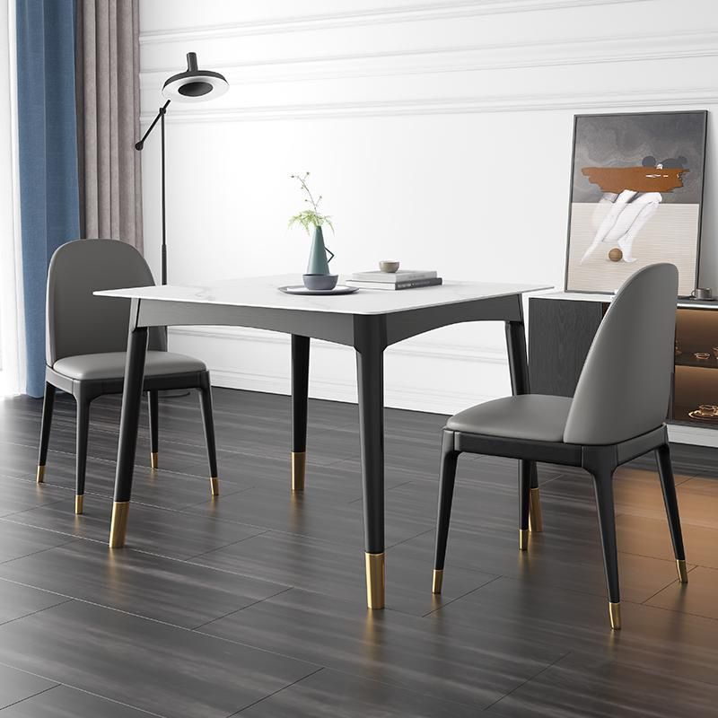 Industrial Square Shape Kitchen Dining Table Sintered Stone Dining Table with 4 Legs Table