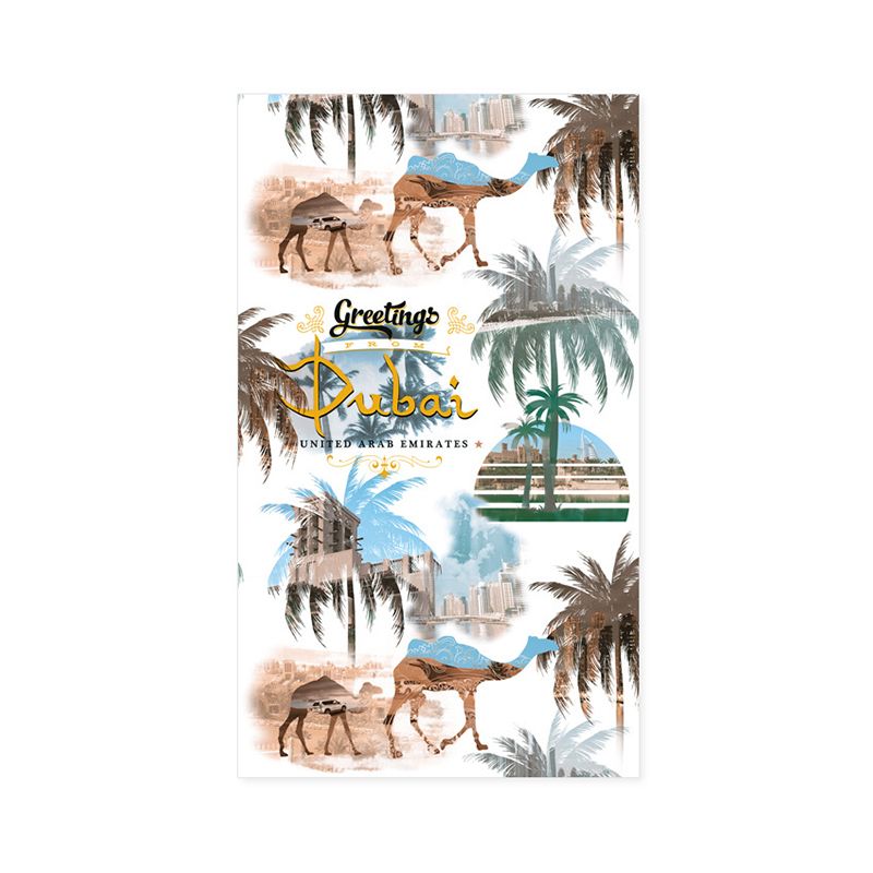 Camel and Coconut Tree Wallpaper 33' by 20.5" Thai Tropical Non-Pasted Wall Decor in Multi-Color