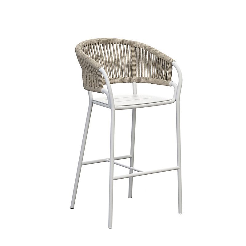 Contemporary Low Back Dining Stool Bucket Bar Stool with Footrest