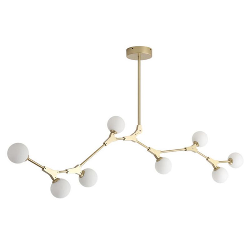 Gold Modern Branch Branch Molecular lampadario molecolare Bianco di vetro Blaccia Aibero appeso per la sala da pranzo in cucina
