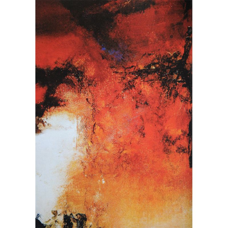 Black-Orange Abstract Wallpaper Mural Artistic Waterproof Wall Covering for Living Room