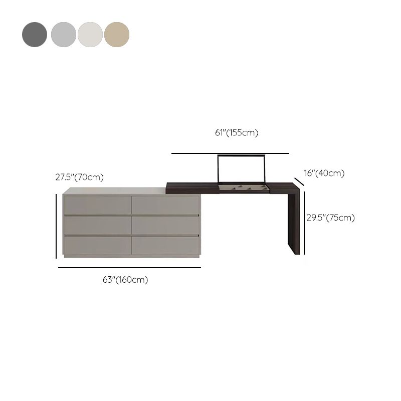Modern 6-Drawer Flip-top Makeup Vanity Set with Mirror and Stool
