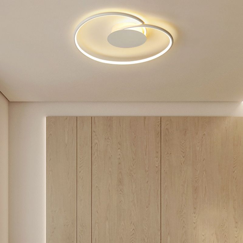 1 - Light LED Linear Flush Mount in White Metal Modern Ceiling Flush