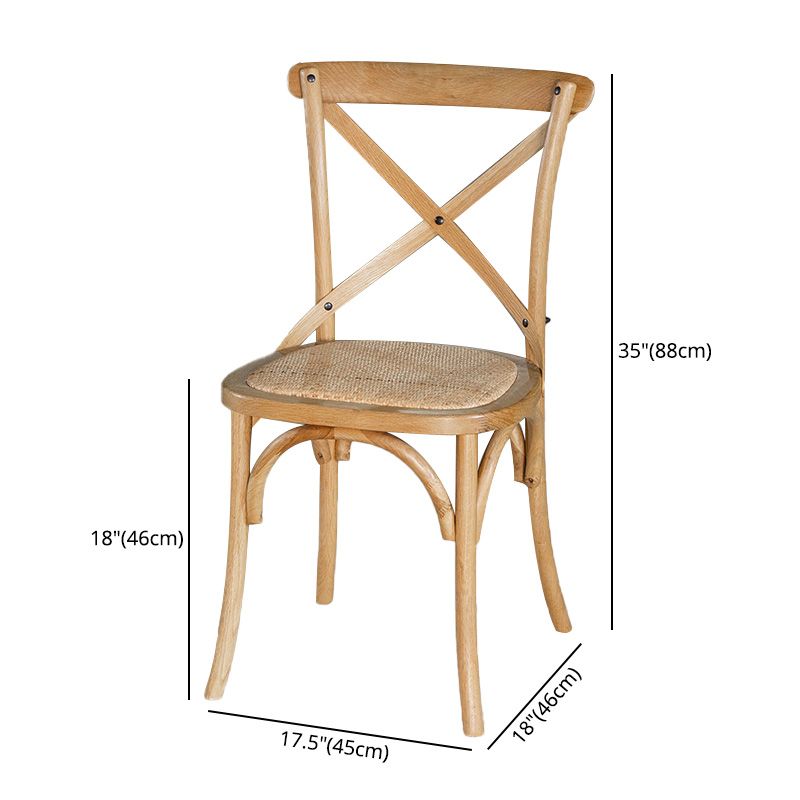 Chaises de salle à manger sans bras en hêtre à dossier croisé en bois courbé de style campagnard