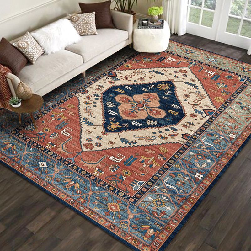 Fancy Morocco Area Rug Antique Pattern Polyester Area Carpet Stain Resistant Rug for Home Decor