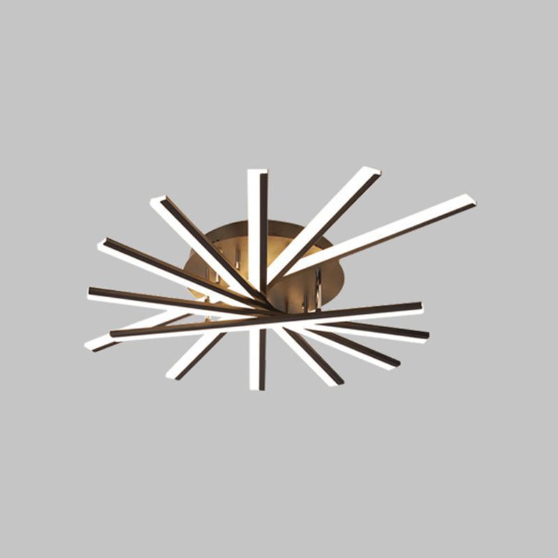Modern Minimalist LED Linear Flush Mount Lacquered Iron Ceiling Fixture with Acrylic Shade