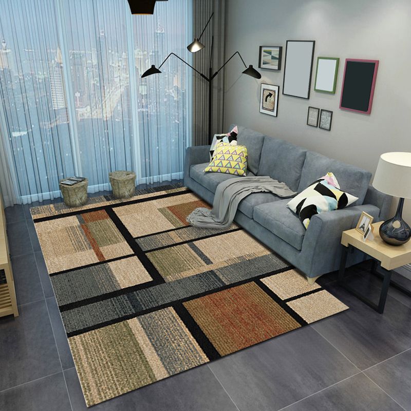 Novelty Geometrical Pattern Rug Multi Color Polypropylene Rug Anti-Slip Backing Pet Friendly Washable Area Rug for Living Room