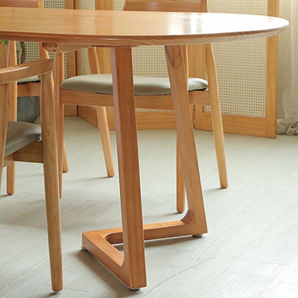 Solid Wood Dining Table Oval Dining Table with Double Pedestal Base