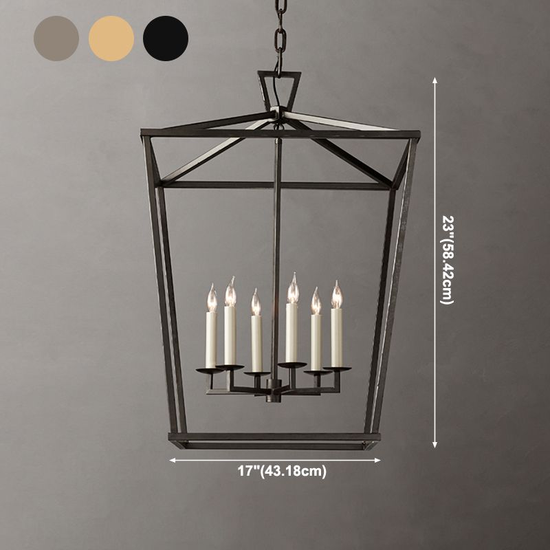 Industrial Cage Shade Chandelier Multi Light Hanging Light for Living Room