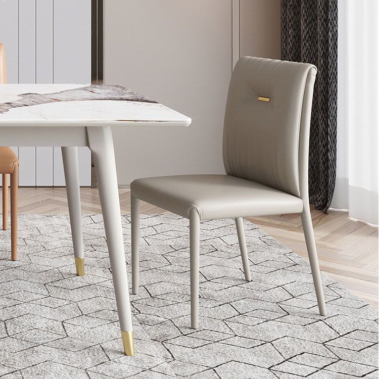 Contemporary Design Leather Dining Chairs Armless Solid Back Chair