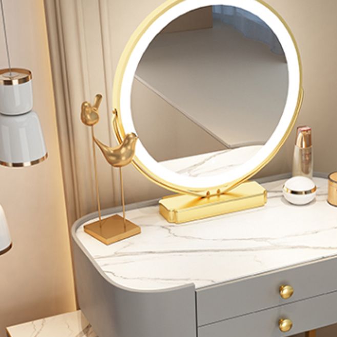 Modern Lighted Mirror Makeup Vanity Desk Storage Box Makeup Vanity Set with Drawer