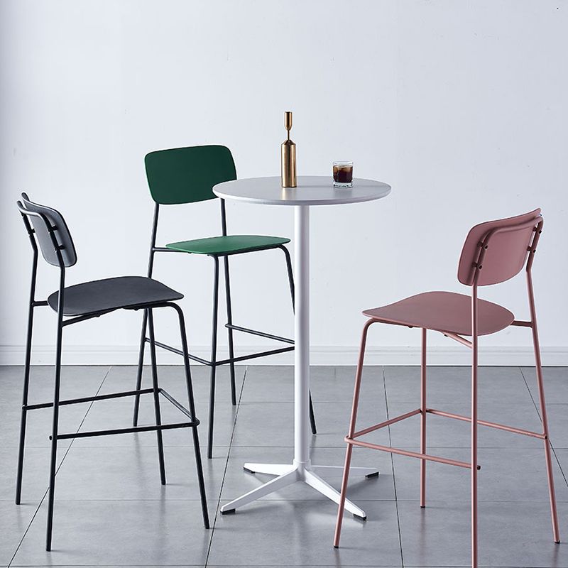 Modern Backrest Armless Counter Stool Iron Pub Stool with Plastic Cushion