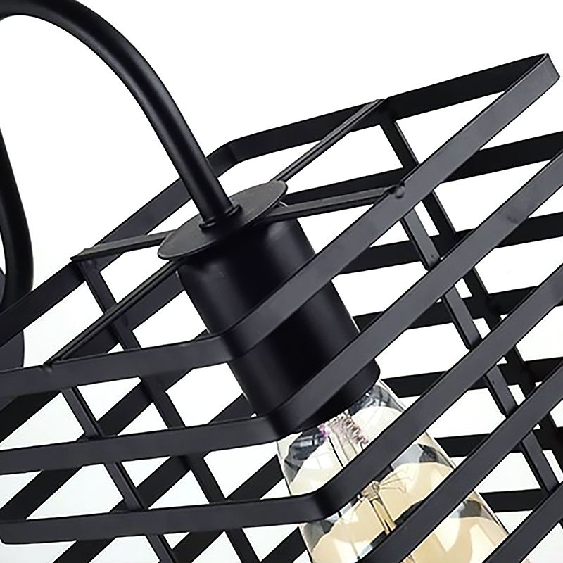 Rahmen quadratische Metallwandbeleuchtung Retro Industrial 1 Glühbirnen Wohnzimmer Lampe in Schwarz