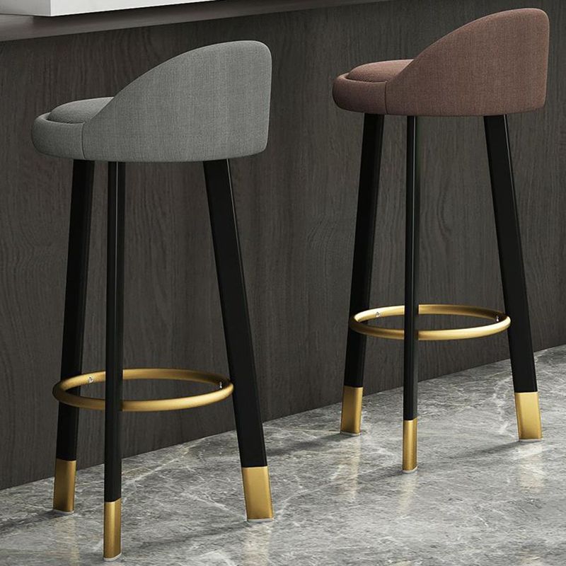 Modern Armless Backrest Counter Stool Steel Cafe Bar Stool with Cushion and Pedal