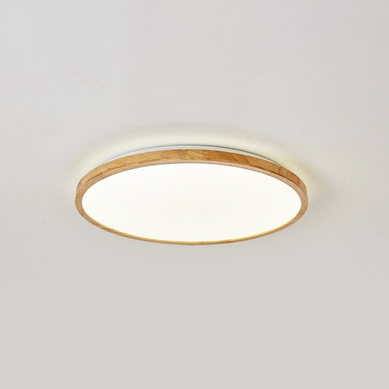 Modern Style Geometric Flush Mount Ceiling Fixture 1-Light Wooden Flush Ceiling Light