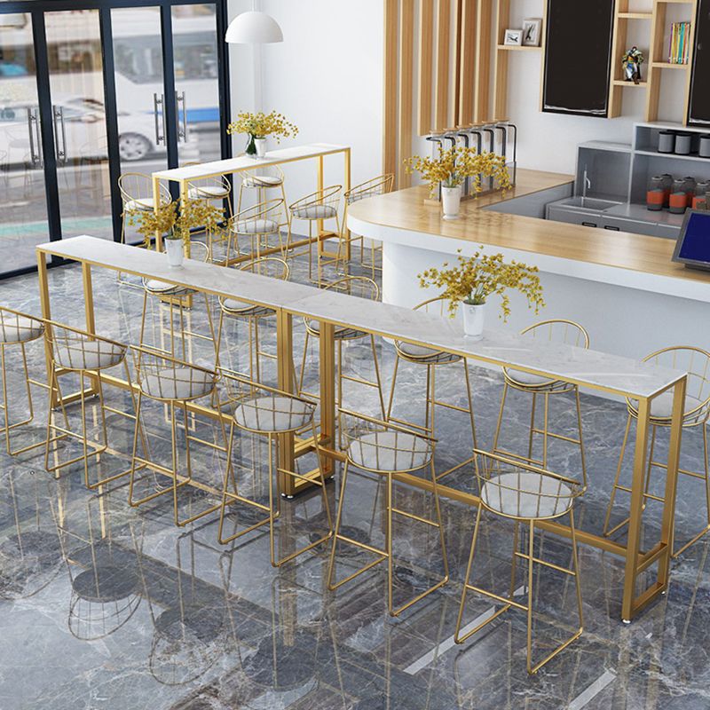 Glam Style Rectangle Bar Table 1/2/5/7 Pieces Faux Marble Counter Table