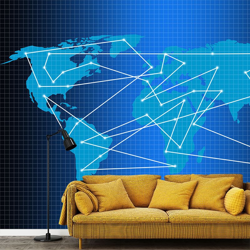 Area Map Murals Wallpaper for Bedroom Living Room, Custom Size Available