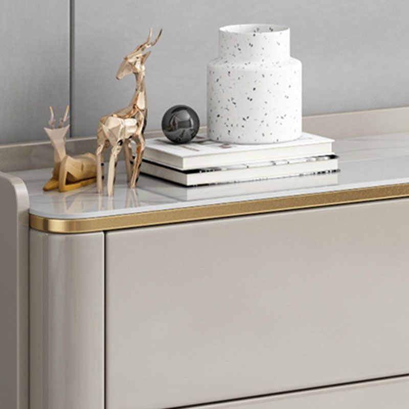 Stone Top Chest Dresser Modern Style Storage Chest Dresser for Bedroom