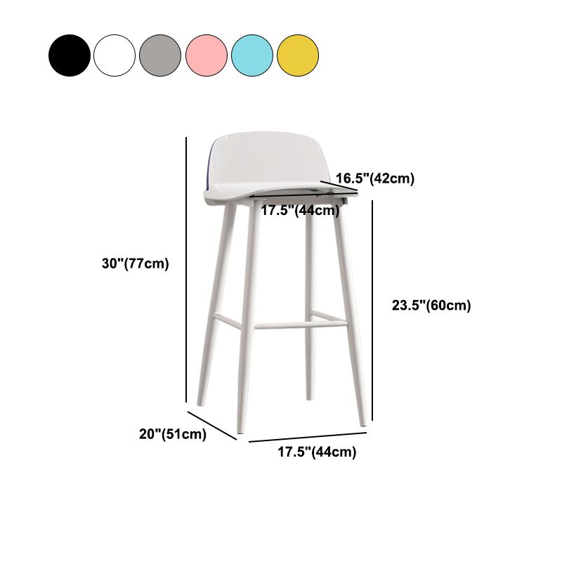 Modern Backrest Armless Counter Stool Iron Cafe Bar Stool with Acrylic Seat and Pedal