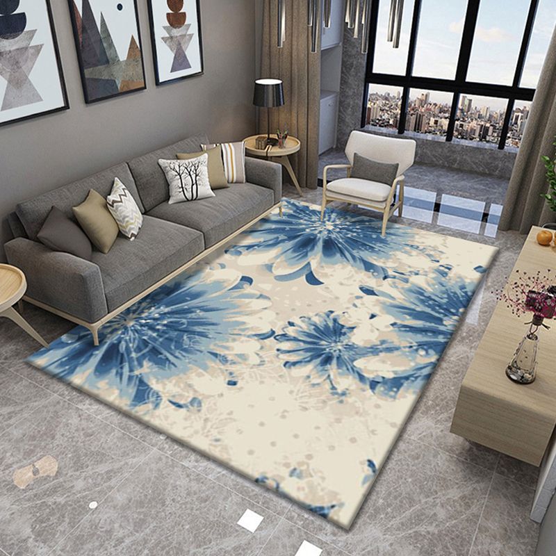 Trendy Plants Pattern Area Rug Contemporary Polyester Rug Friendly Washable Carpet for Living Room