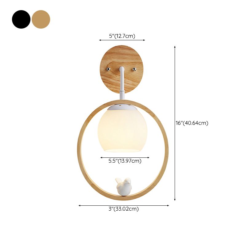 Modern Simple Wall Light Circle Shape Wall Lamp with Glass Shade for Bedroom