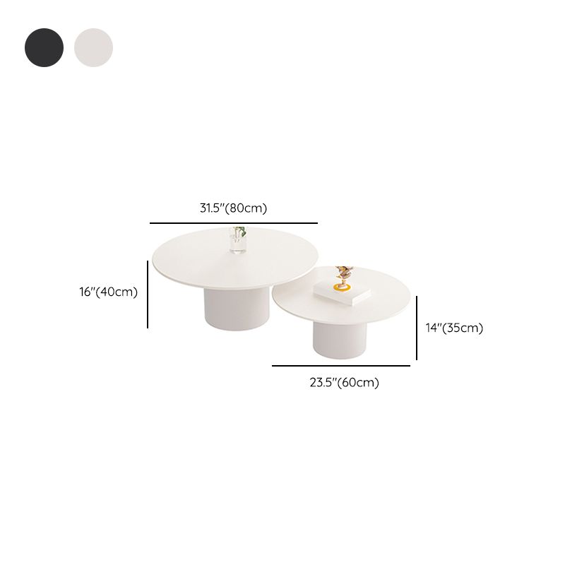 Contemporary Cocktail Table Round White Pedestal Coffee Cocktail Table