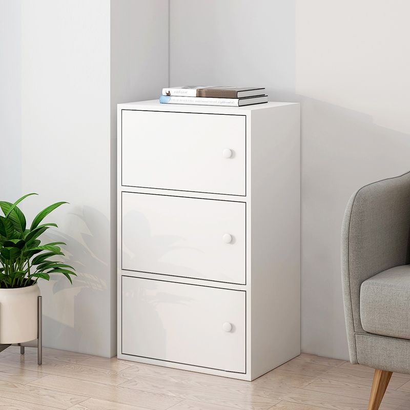 Minimalistic Rectangle Storage Cabinet with Wooden Knobs Doors
