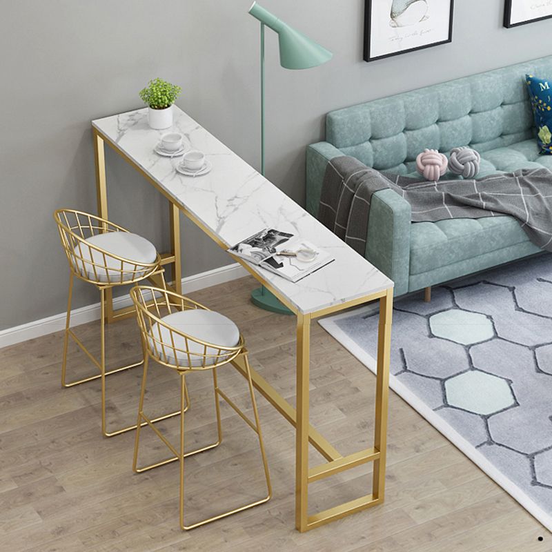 Glam Style 1/2/3 Pieces Bar Table Set Rectangle Bar Table with Metal High Stools for Home