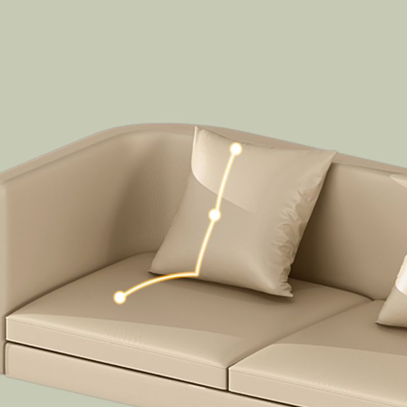Modern Tuxedo Arm Sofa in Gray/White/Green, Leather Sofa with Pillow