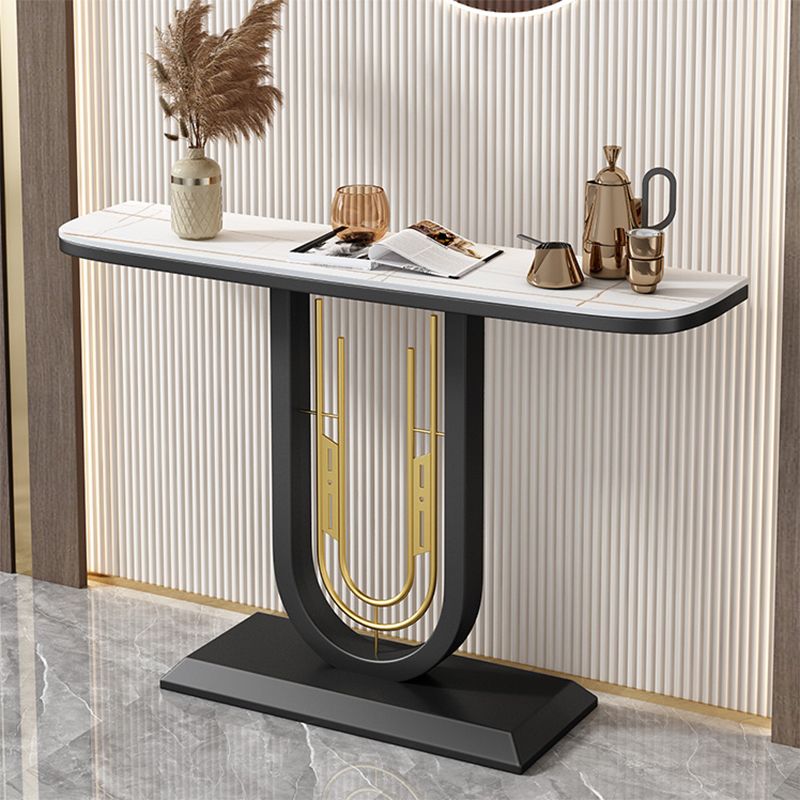 Glam Console Table Half Moon Antique Finish Console Sofa Table