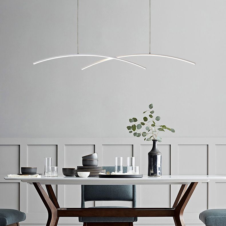Modern Style Island Hanging Light LED Island Light with Silica Gel Shade for Dining Room